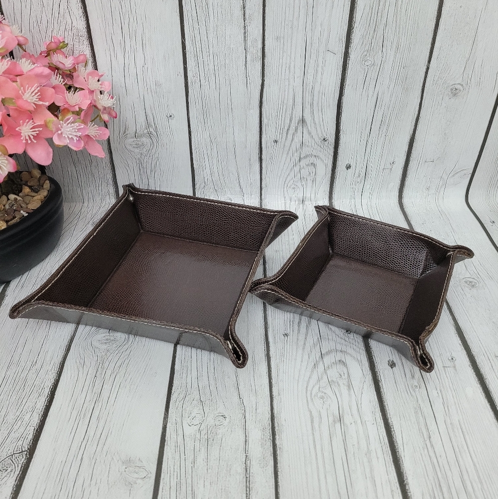 Bombay Company Faux-Leather Coin Trays, Set of 2